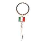 Italian Flag and Horn Silver Key Chain