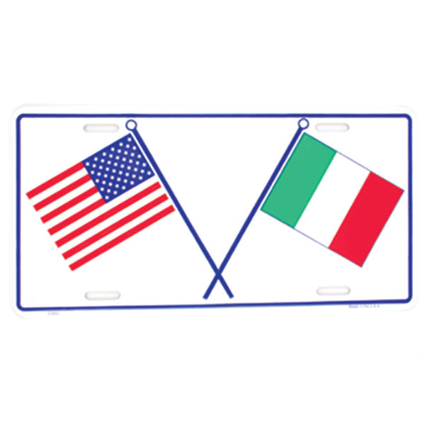 American and Italy Flags License Plate