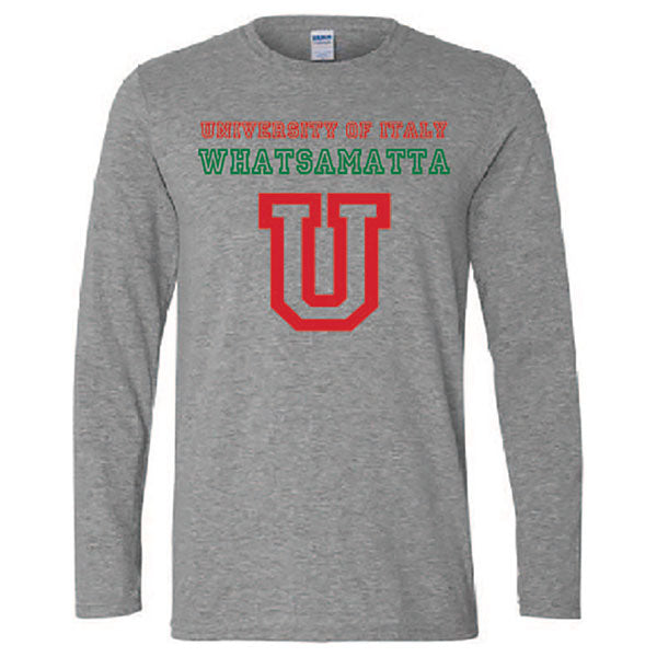 University of Italy Whatsamatta Long Sleeve Gray T-Shirt