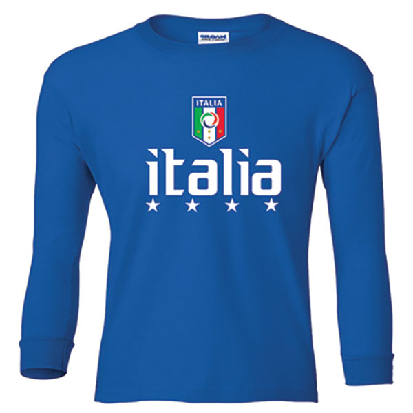 Italia Soccer Long Sleeve Royal Blue T-Shirt