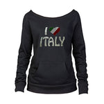 I Heart Italy Rhinestone Black Sweatshirt