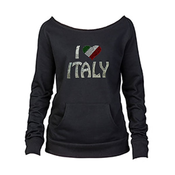 I Heart Italy Rhinestone Black Sweatshirt