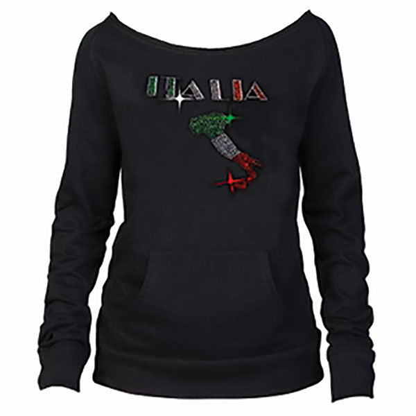 Italia With Boot Rhinestone Black Sweatshirt