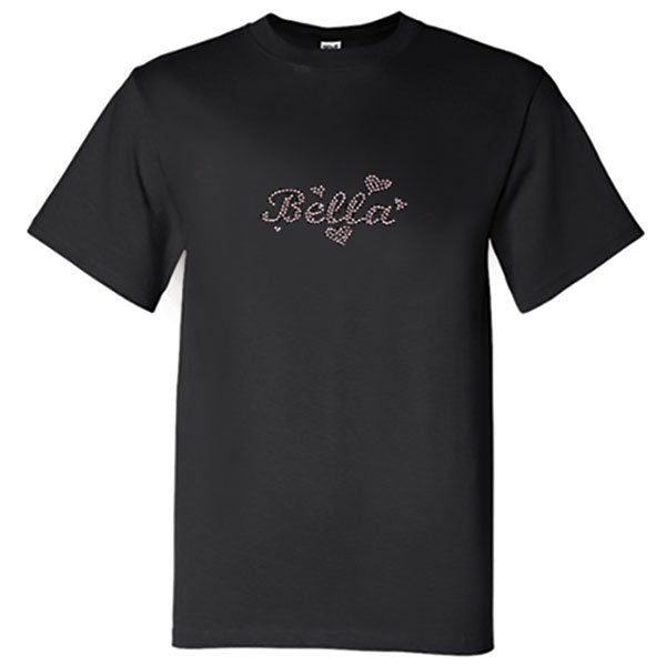 Bella Pink Rhinestone Black T-Shirt