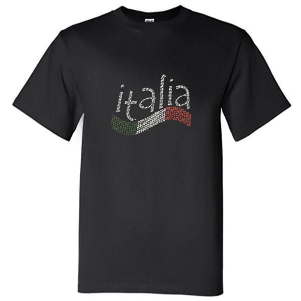 Italia Wave Rhinestone Black T-Shirt