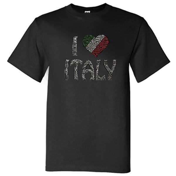 I Love Italy Rhinestone Black T-Shirt