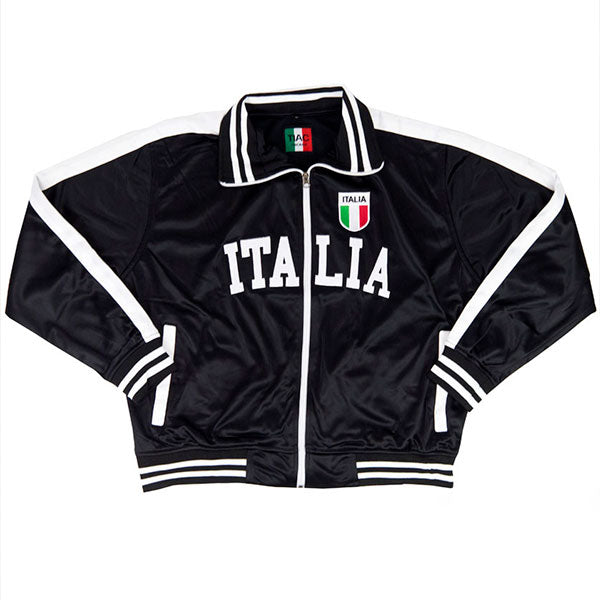 Italia Zip Black with White Trim Track Jacket