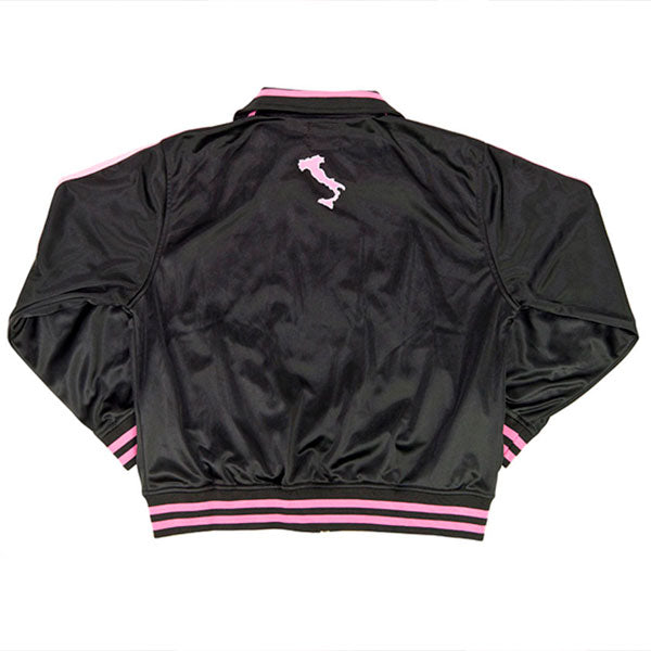 Pink Italia Zip Black Ladies Track Jacket - Back