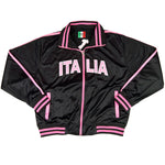 Pink Italia Zip Black Ladies Track Jacket