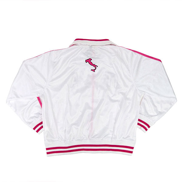 Ladies Italia Zip White with Pink Trim Track Jacket - Back