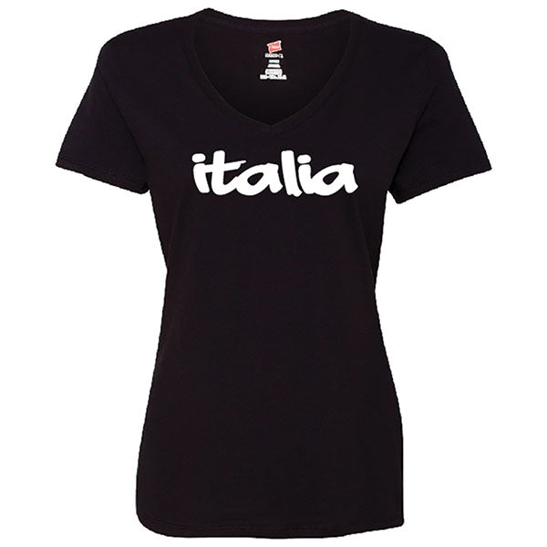 Italia Bubble V-Neck Black T-Shirt