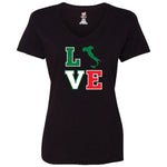 Love with Boot V-Neck Black T-Shirt