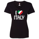 I Love Italy V-Neck Black T-Shirt