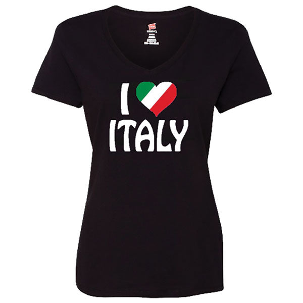 I Love Italy V-Neck Black T-Shirt