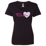 Bella Heart V-Neck Black T-Shirt