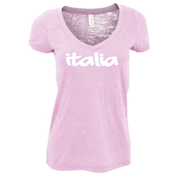 Italia Bubble V-Neck Pink T-Shirt