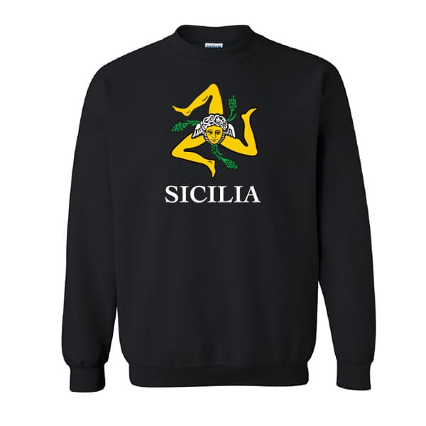 Sicilia adult black crewneck sweatshirt