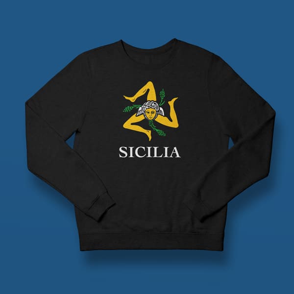 Sicilia adult black sweatshirt on a table