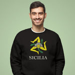 Sicilia adult black sweatshirt on a man