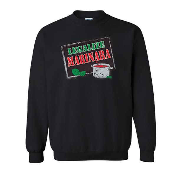 Legalize Marinara adult black crewneck sweatshirt