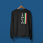 Vertical Italia adult black sweatshirt on a hanger