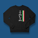 Vertical Italia adult black sweatshirt on a table