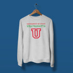 University of italy whatsamatta adult grey sweatshirt on a hanger