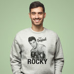 The original rocky adult grey sweatshirt on a man