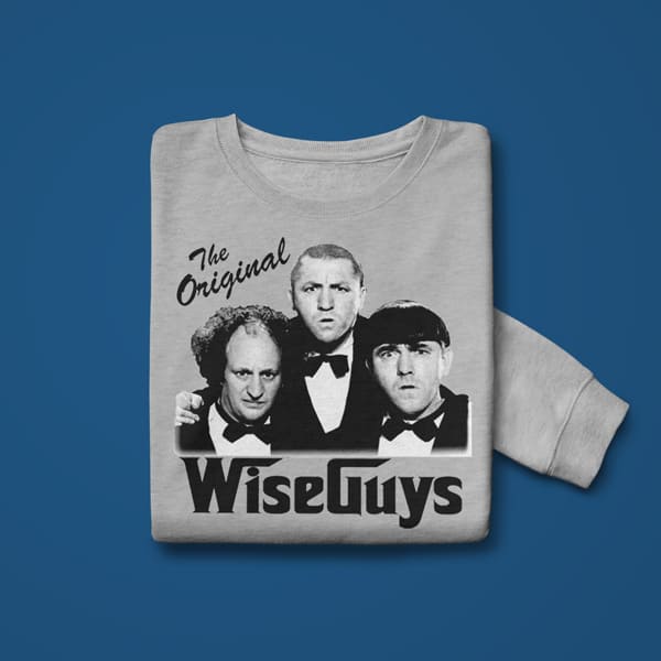 The original wise guys adult grey sweatshirt folded