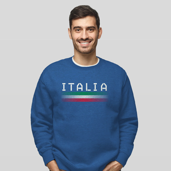 Italian Merch Adult Italia with Dot Flag Royal Blue Sweatshirt – The Italian American ...