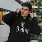 Italia soccer adult black hoodie sweatshirt on a man