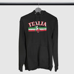 Italia bar with boot adult black hoodie sweatshirt on a hanger