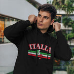 Italia bar with boot adult black hoodie sweatshirt on a man