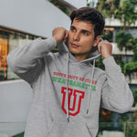 University of italy whatsamatta adult grey hoodie sweatshirt on a man