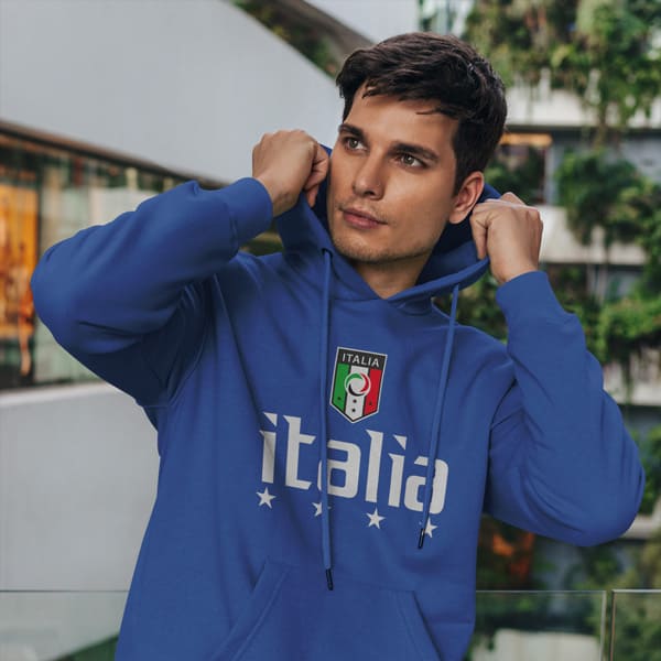 HSARB403-Adult Italia Soccer Hoodie Sweatshirt (Royal)