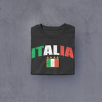 Italia distressed soccer adult black long sleeve t-shirt folded