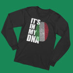 It's in my dna italian adult black long sleeve t-shirt on a table