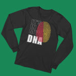 It's in my dna sicilian adult black long sleeve t-shirt on a table