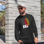 It's in my dna sicilian adult black long sleeve t-shirt on a man