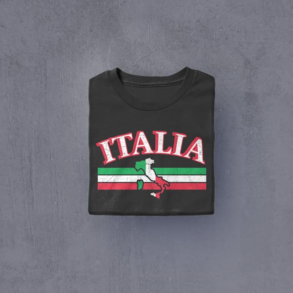 Italia bar with boot adult black long sleeve t-shirt folded