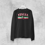Italia bar with boot adult black long sleeve t-shirt on a hanger