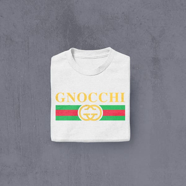 Gnocchi adult white long sleeve t-shirt folded