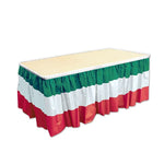Green, white, red plastic self adhesive table skirting 29 inches width by 14 feet length