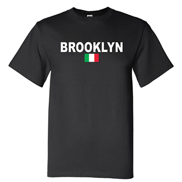 Brooklyn with Italian Flag Black T-Shirt