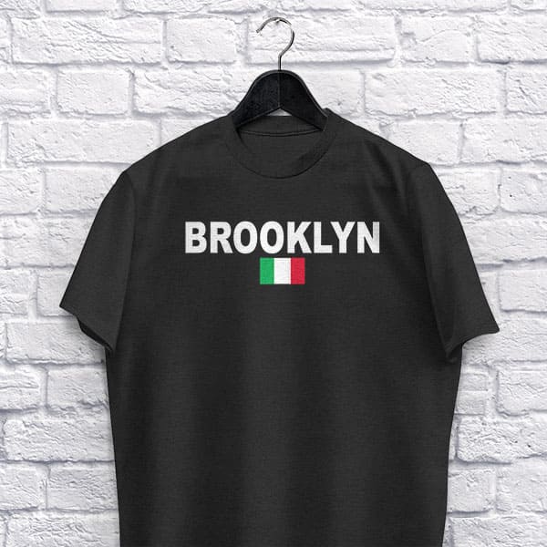 Brooklyn adult black t-shirt on a hanger