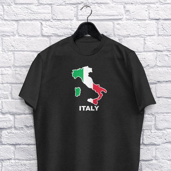Italy Boot adult black t-shirt on a hanger