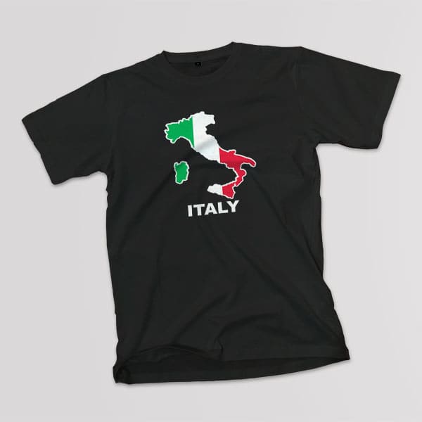 Italy Boot adult black t-shirt on a table