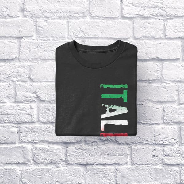 Distressed Italia adult black t-shirt folded