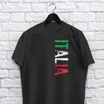 Distressed Italia adult black t-shirt on a hanger