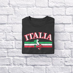 Italia Bar with Boot adult black t-shirt on folded